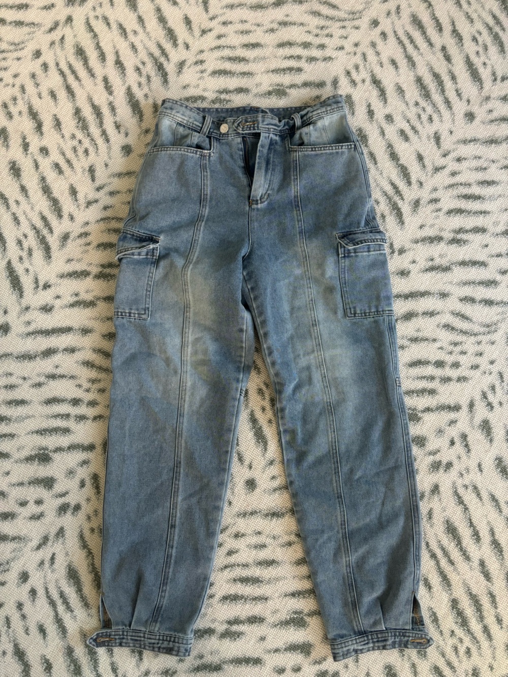 Crescent Women's Relaxed Light Blue Cargo Denim Jeans